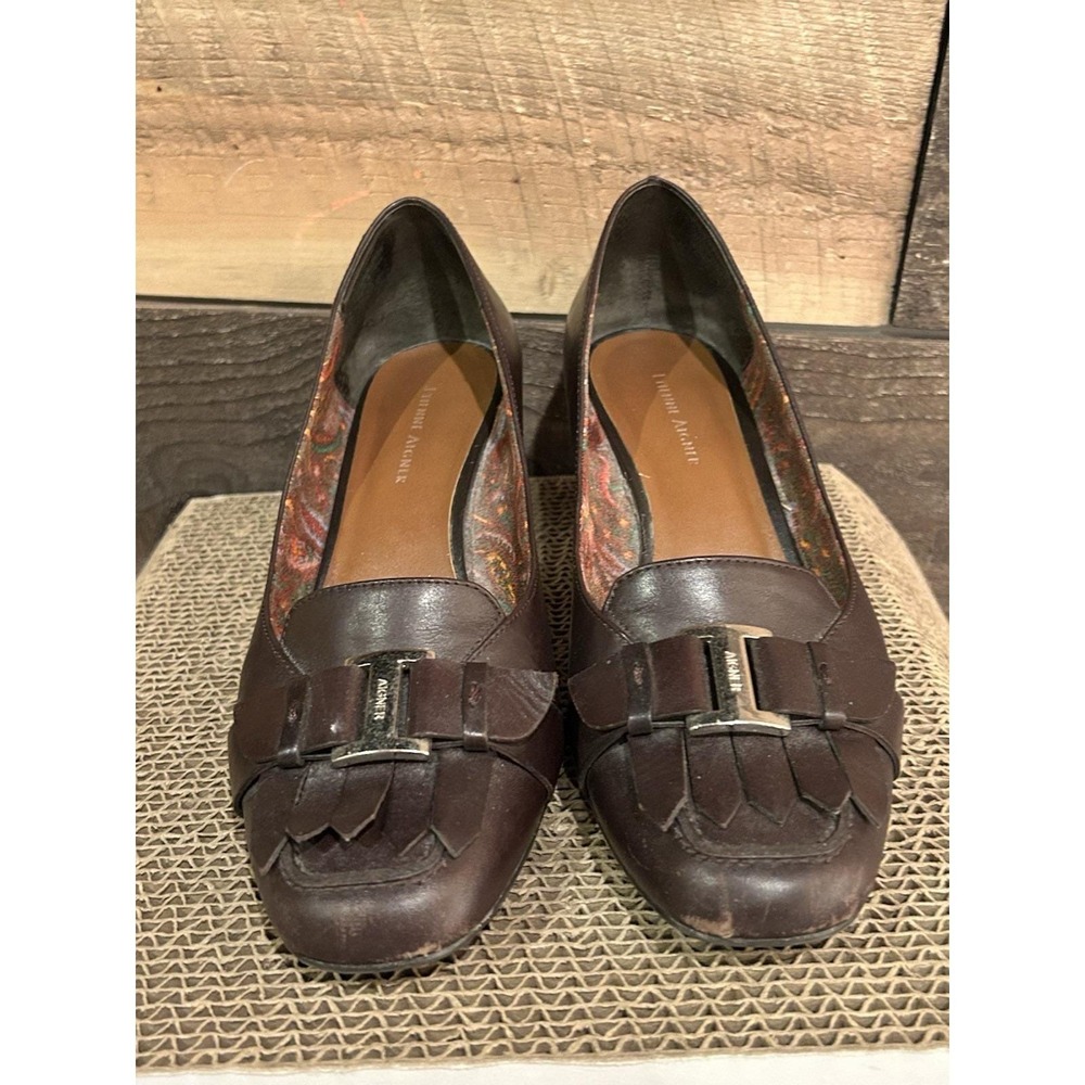 Etienne Aigner 7.5 Madge Leather Buckle Classic Conservative‎ Career Block Heels - Picture 4 of 10